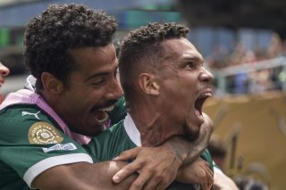 L'attaquant brésilien Paulinho a offert la victoire à Palmeiras. KEYSTONE/EPA/WILL OLIVER
